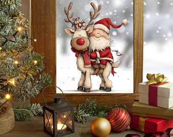 Buon Natale Decorazione per la casa 2025 Adesivo per finestra da parete Ornamenti Ghirlanda Capodanno Festone Decorazione natalizia 2026 Noel  15