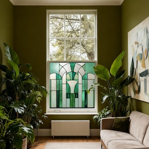 Art Deco Privacy Window Film, Geometric Pattern, Custom Size