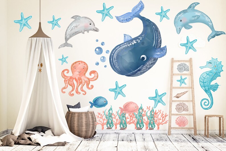 Under the Sea Wall Decal Ocean Wall Decal Ocean Wall Decal Etsy