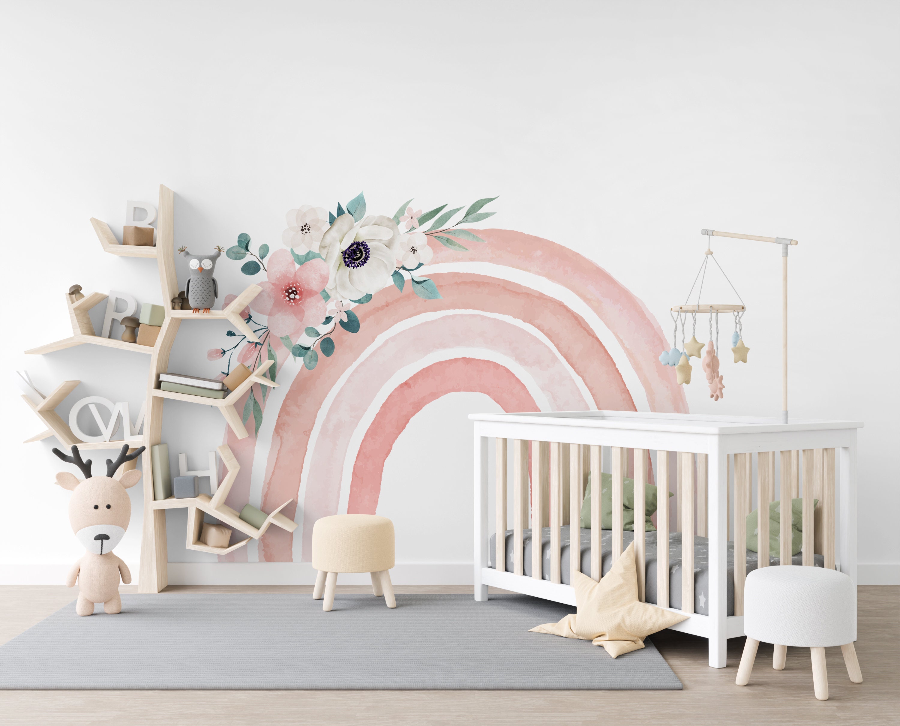 Rainbow Wall Sticker Baby Girl Nursery Stickers Rainbow Wall Etsy