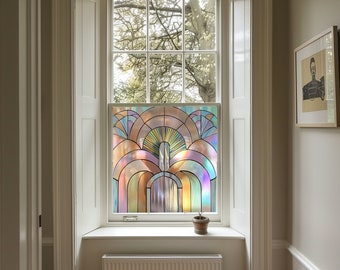 Art Deco Privacy Window Film, Stained Glass Style