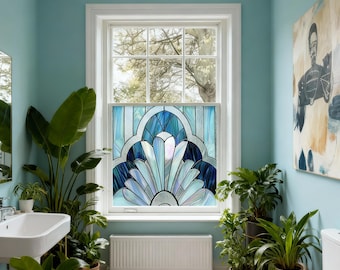 Art Deco Privacy Window Film, Stained Glass Style
