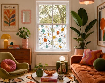 Lámina para ventanas con privacidad estilo Art Déco: Estilo vidriera geométrica