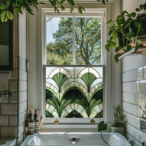Green Art Deco Window Film, Privacy Film, Custom Size