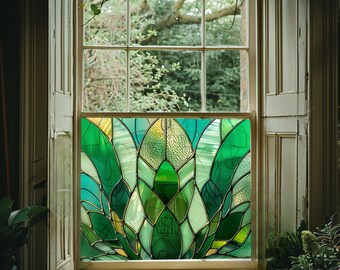 Privacy Window Film, Static Cling Privacy Window Film, Window Film, Stained Glass Window Vinyl, Stained Glass Window Decoration, Art Nouveau