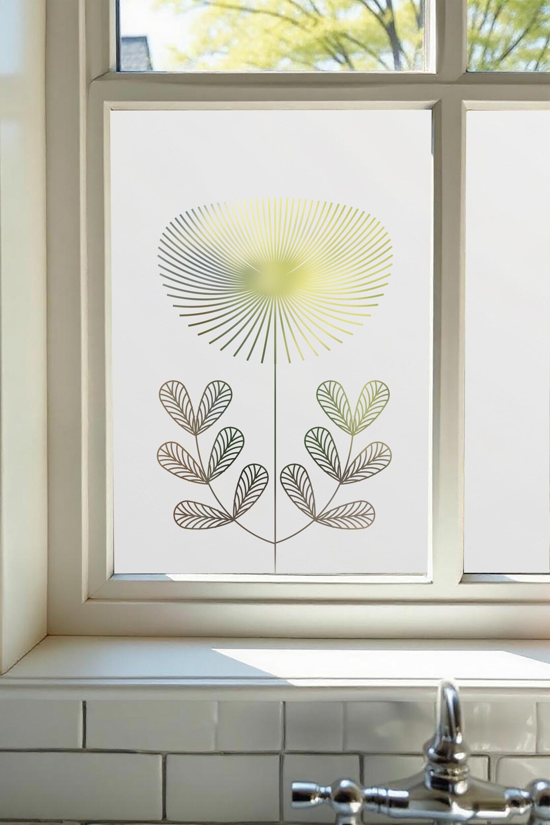 Decorative Floral Frosted Window Film, Privacy Film for Kitchens ...