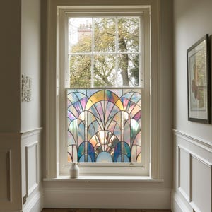 Art Deco Window Film, Privacy Stained Glass Effect
