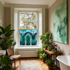 Art Deco Window Film: Privacy Stained Glass Style