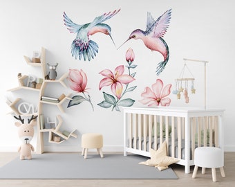 Nursery Wall Stickers, Nursery wall décor, Hummingbird Wall Stickers, Woodland Nursery, Woodland Wall Stickers, Woodland animals