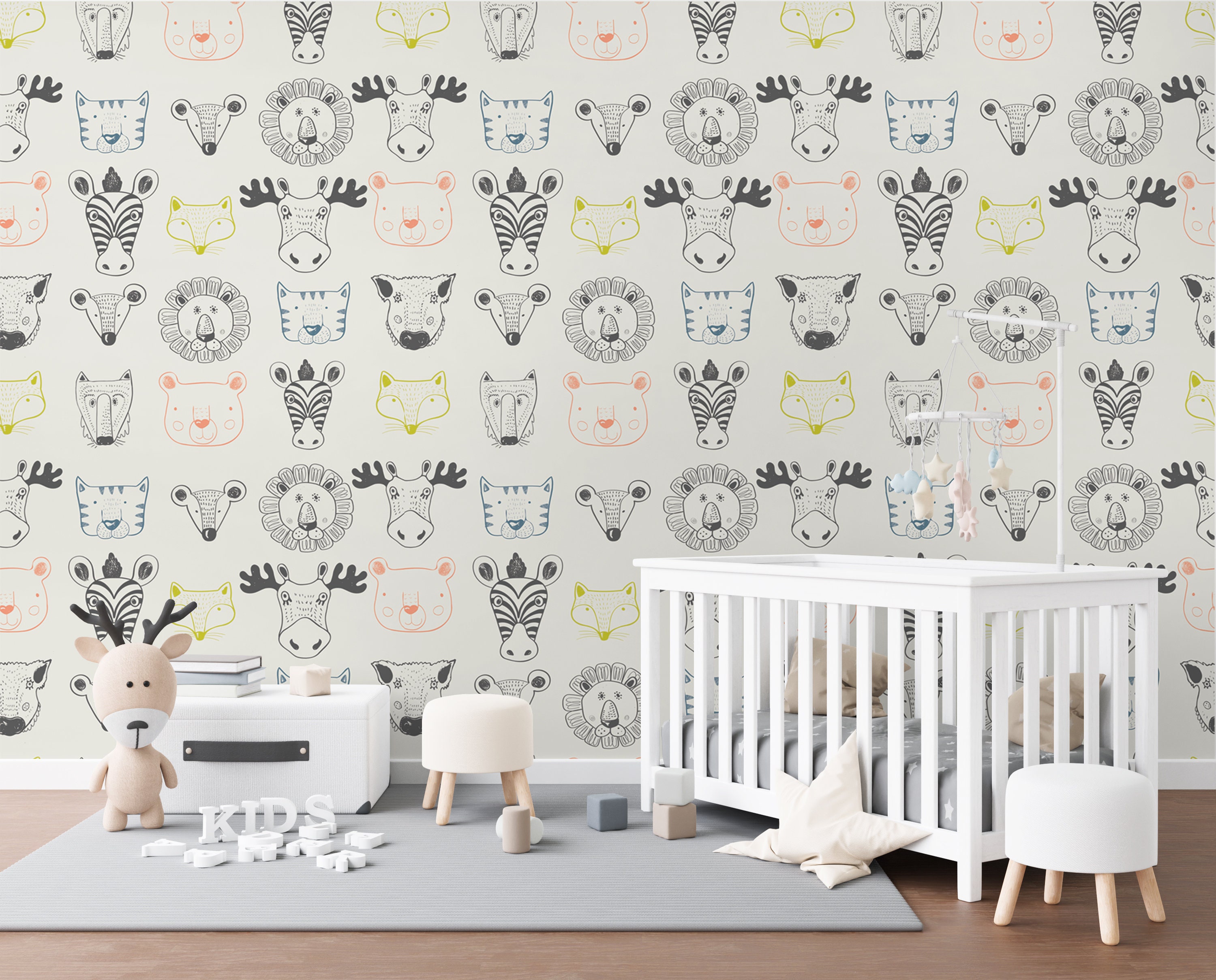 Animal Safari Nursery Wallpaper/Children’s | Etsy