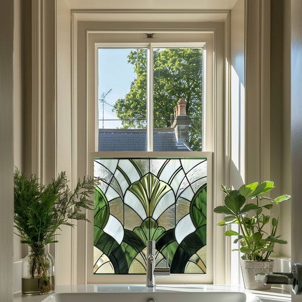 Art Deco Stained Glass Window Film, Privacy Window Cling