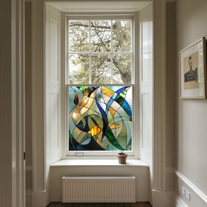 Film de confidentialité Art déco pour fenêtre, style vitrail