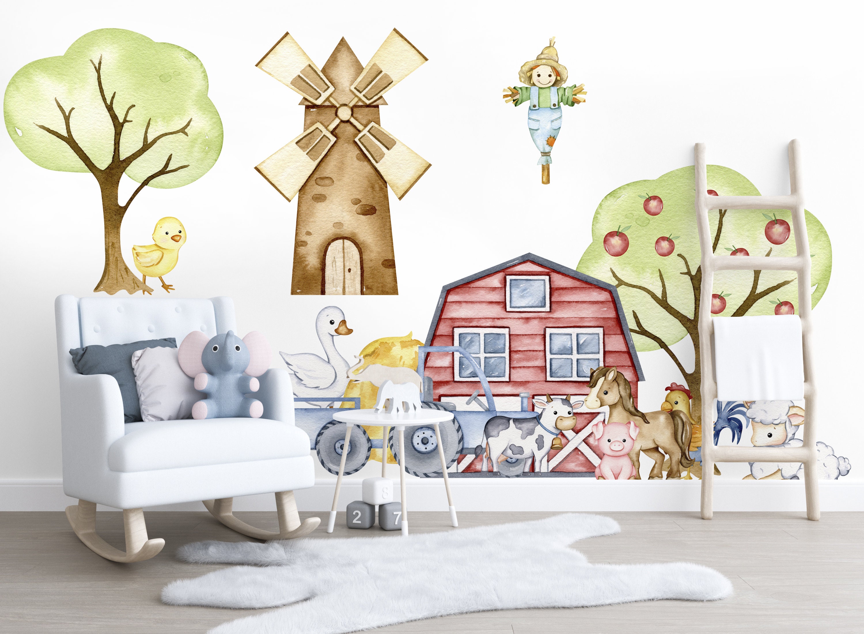 Nursery Wall Stickers Tractor Wall Stickers Farm Yard Wall Etsy