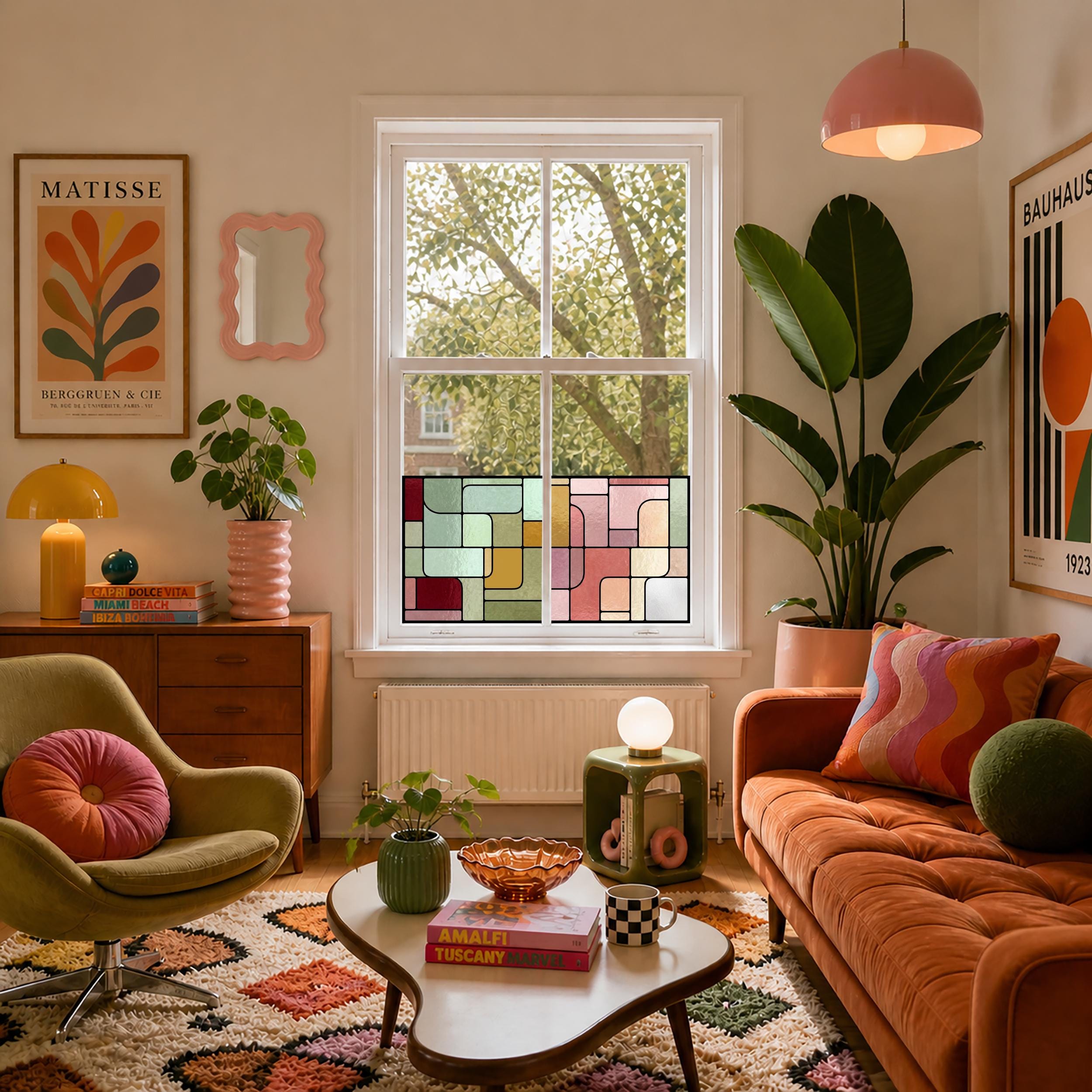 Mid Century Geometrische Sichtschutz Fensterfolie