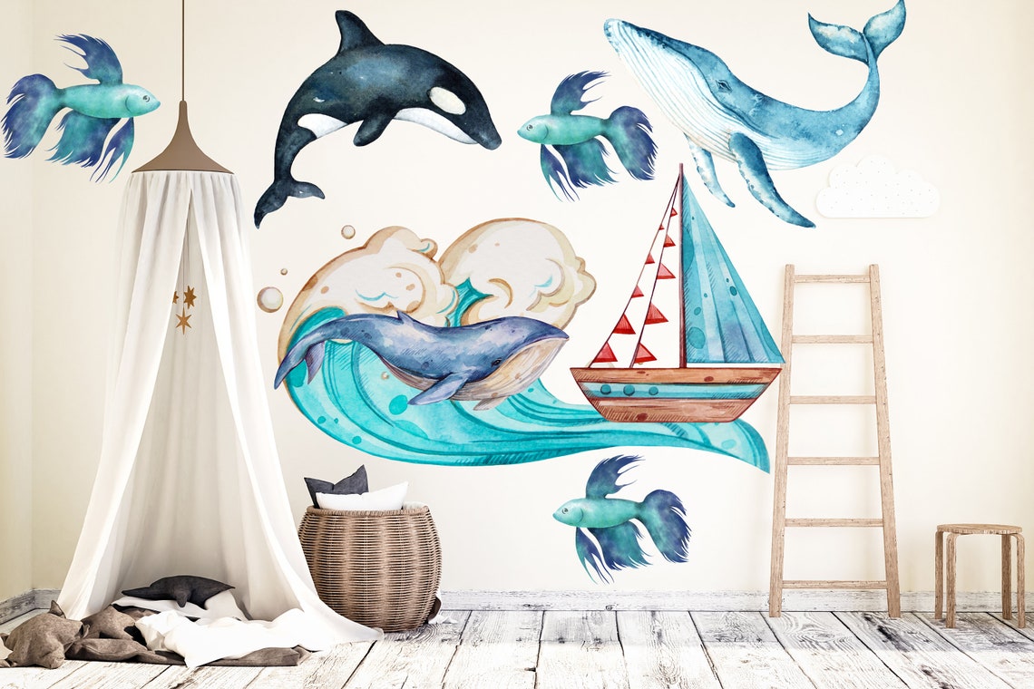 Under The Sea Wall Decal Ocean Wall Decal Ocean Wall Decal Etsy