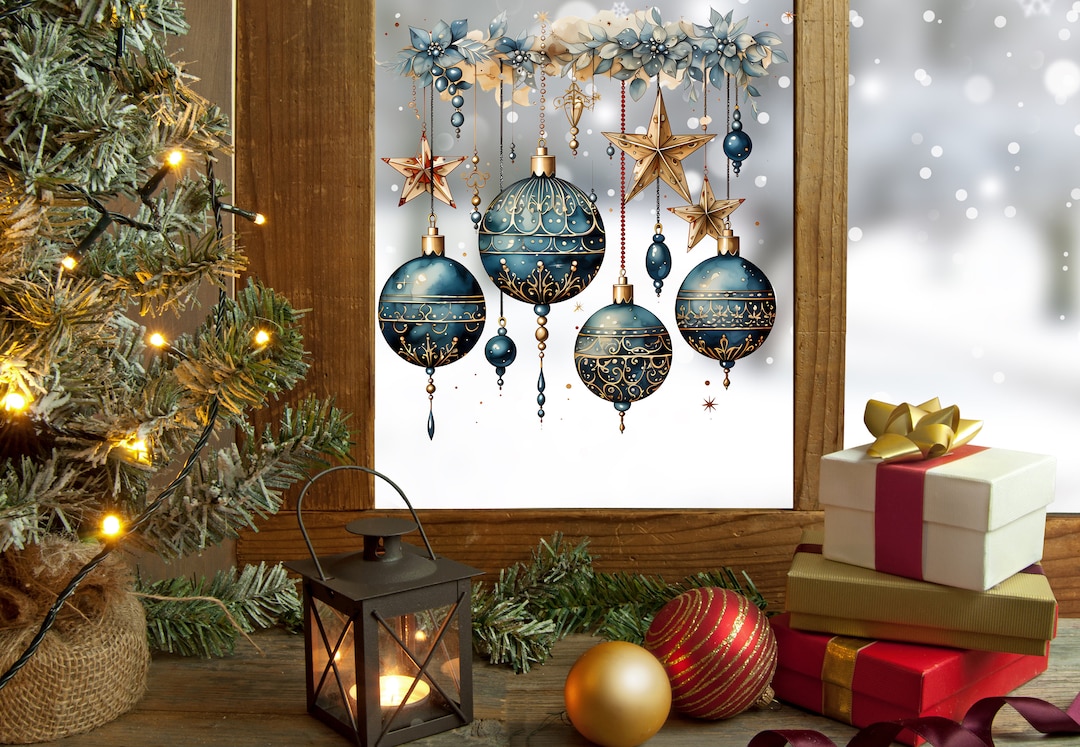 Reusable Bauble Window Sticker Set, Christmas Window Stickers, Christmas Window Decorations