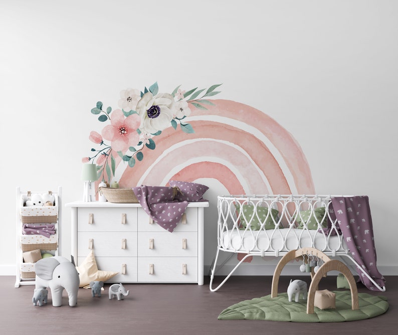 Rainbow Wall Sticker Baby Girl Nursery Stickers Rainbow Wall Etsy