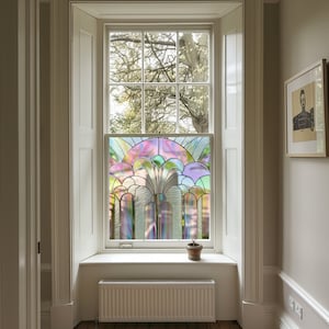 Art Deco Privacy Window Film, Decorative Stained Glass Style