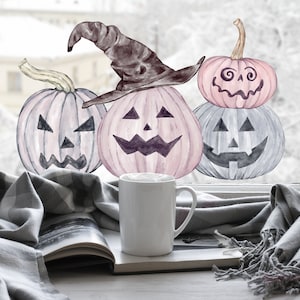 Pumpkin window Decals, Halloween window stickers, Halloween Window Decorations, Autumn window clings, Reusable Pumpkin Stickers