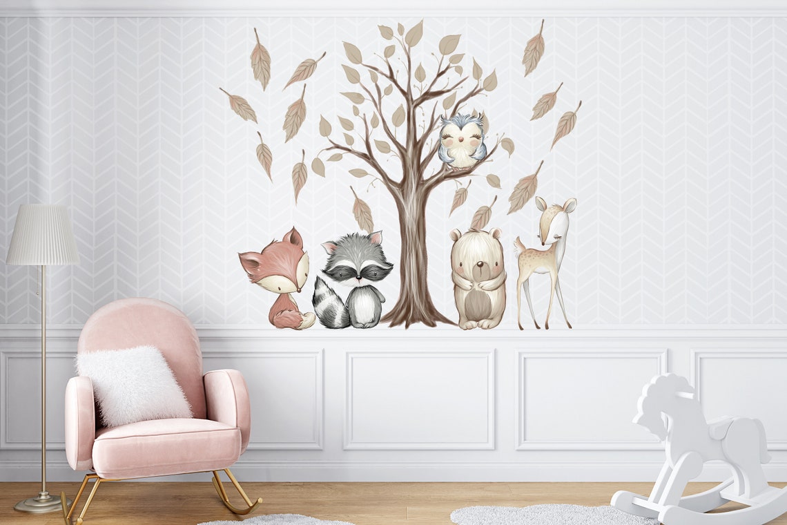 Woodland Nursery Decor In The UK Nursery wall décor Woodland Etsy