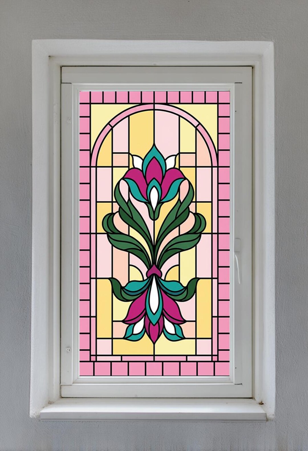 Jugendstil Fensterfolie, dekoratives Sichtschutzglas Oder Fenstertürverkleidung