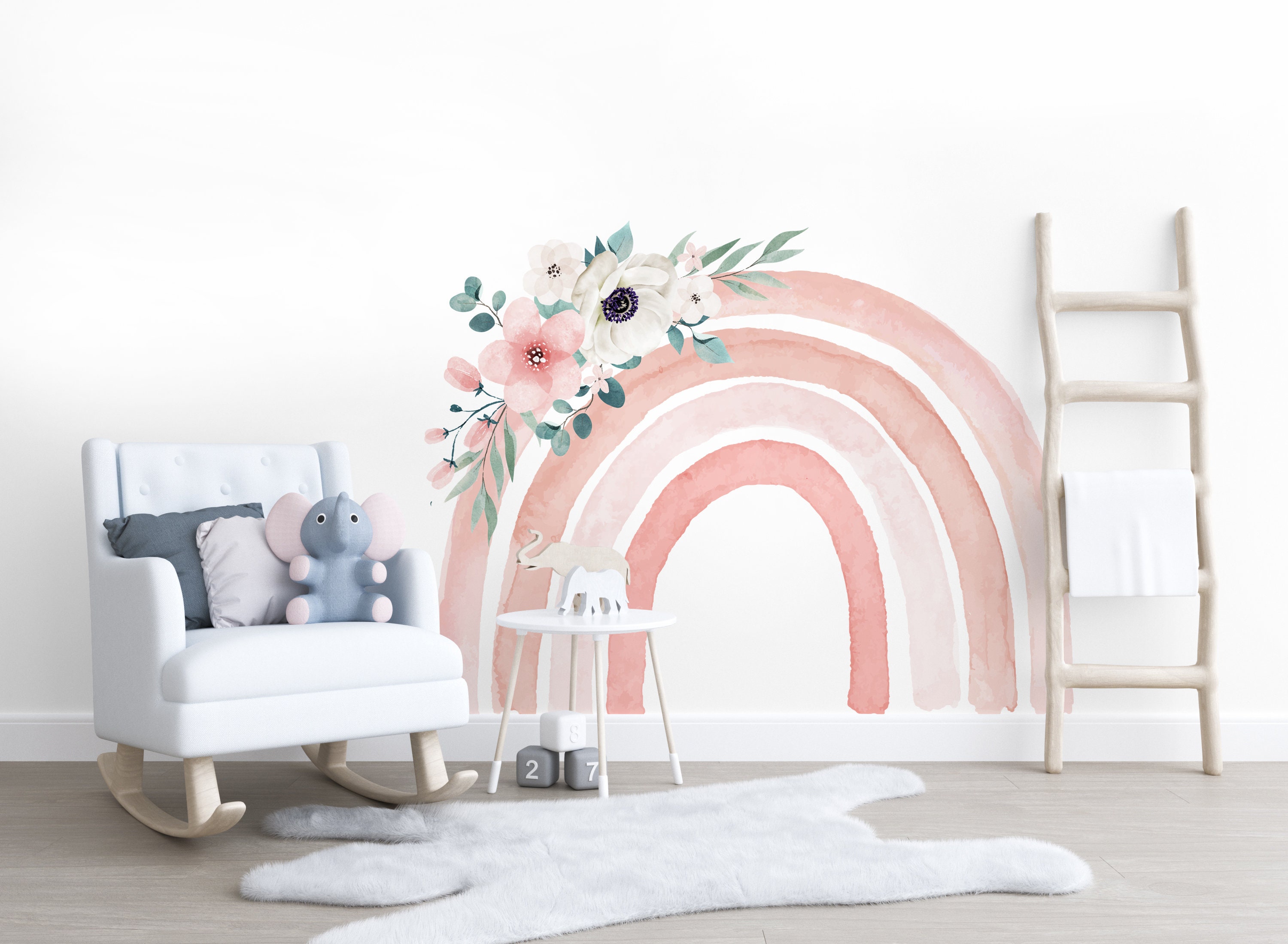 Rainbow Wall Sticker Baby Girl Nursery Stickers Rainbow Wall Etsy