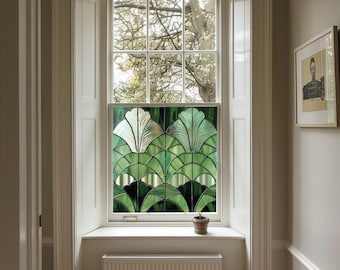 Art Deco-film för insynsskyddande fönster, geometrisk stil med målat glas
