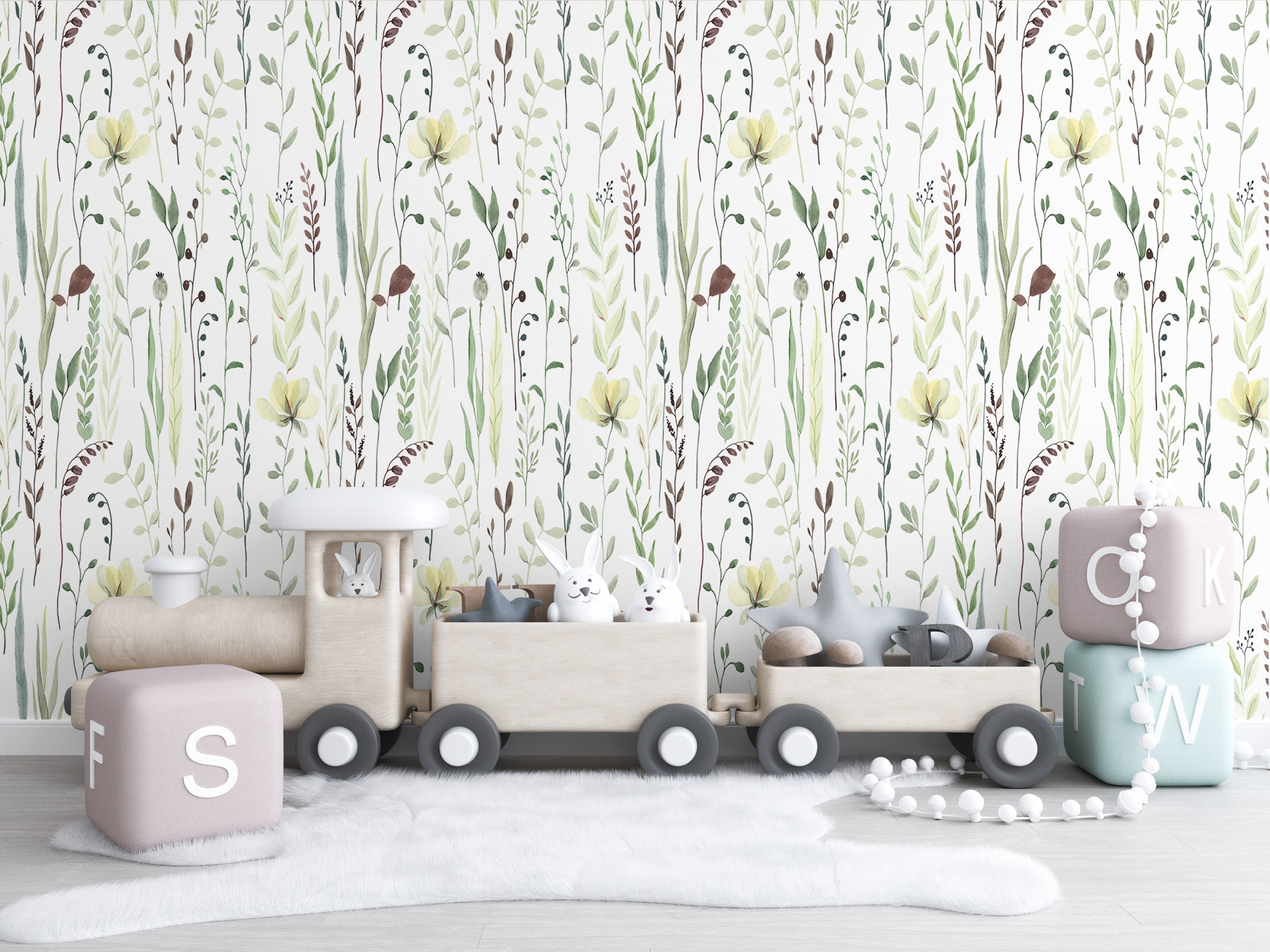 Nursery Wallpaper Wallpaper for Nursery Floral Wallpaper Etsy UK