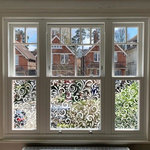 Privacy Window Film, Static Cling Privacy Window Film, Window Film, Patterned Window Vinyl, Static Cling, White Privacy Window Decoration