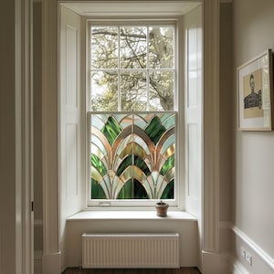 Pellicola per finestre Art Déco, stile vetrate colorate verdi