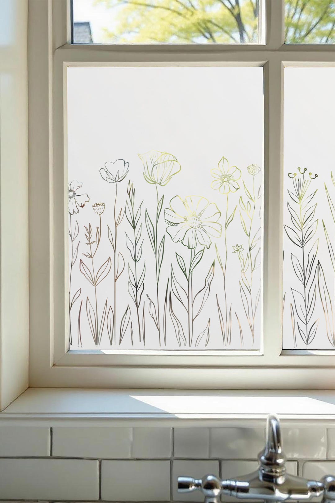 Decorative Floral Frosted Window Film, Privacy Film for Kitchens ...
