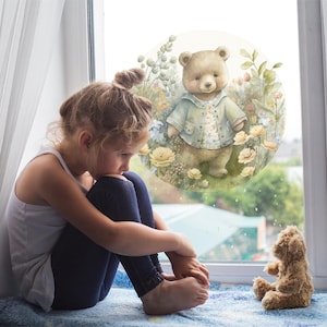 Childs Window Sticker, Bear Window Cling, Bear Window Decals, Nursery Window Stickers, Nursery Window Decal, Window Decals For Nursery