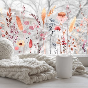 Película para ventanas con privacidad, película estática para ventanas, película para ventanas, vinilo estampado para ventanas, película estática para ventanas, película floral para ventanas