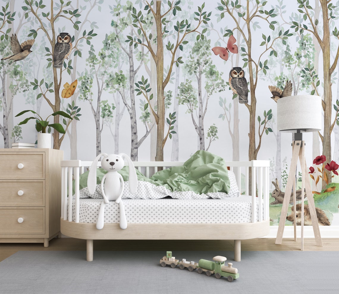 Woodland Nursery Wallpaper/wallpaper for Nursery/woodland - Etsy