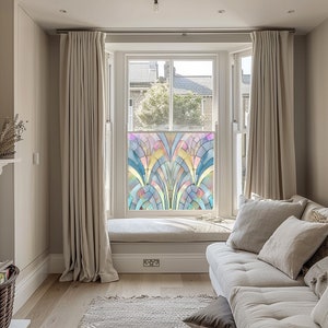 Art Deco Rainbow Stained Glass Window Film, Privacy Window Film, Window ...
