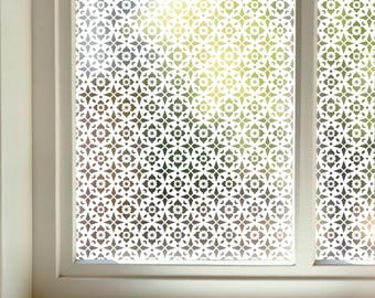 Decorative Privacy Window Film, Static Cling, White Pattern