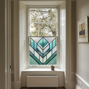 Blue Window Film, Privacy Window Film, Art Deco Window Film, Decorative Window Film, Front Door Window Film, Stained Glass Window Film