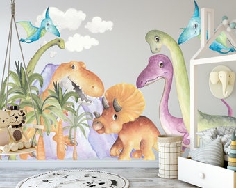 Dinosaurus muurstickers, dinosaurus muurstickers, dinosaurus behang, dinosaurus muurafdrukken, dinosaurus kunst aan de muur, dinosaurussen muurstickers UK