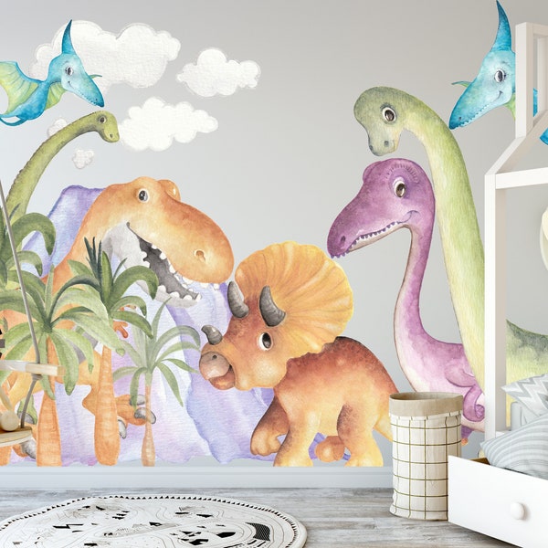 Stickers muraux dinosaures, Stickers muraux dinosaures, Papier peint dinosaure, Impressions murales dinosaures, Art mural dinosaure, Stickers muraux dinosaures Royaume-Uni