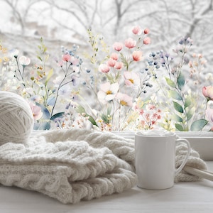 Película para ventanas con privacidad, película estática para ventanas, película para ventanas, vinilo estampado para ventanas, película estática para ventanas, película floral para ventanas