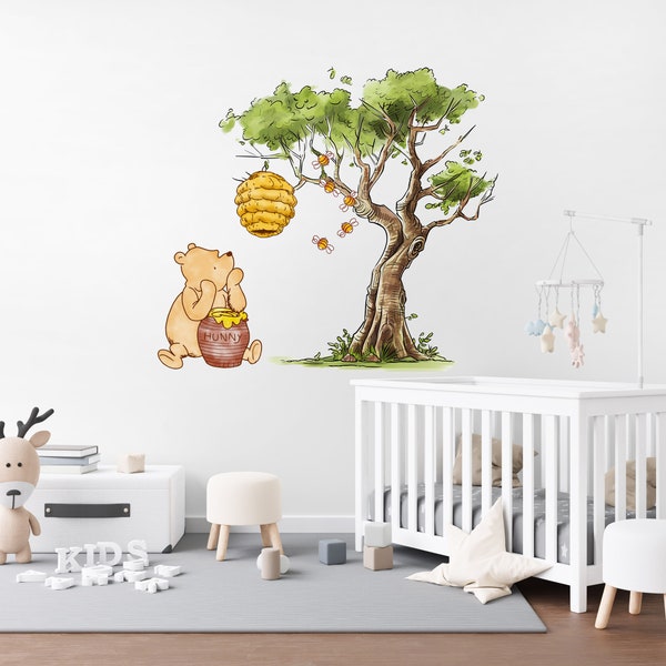 Nursery Wall Stickers, Nursery Wall Decals, Whimsical Wall Stickers For Nursery, Children's wall stickers, Kids room wall decals, Pooh Bear