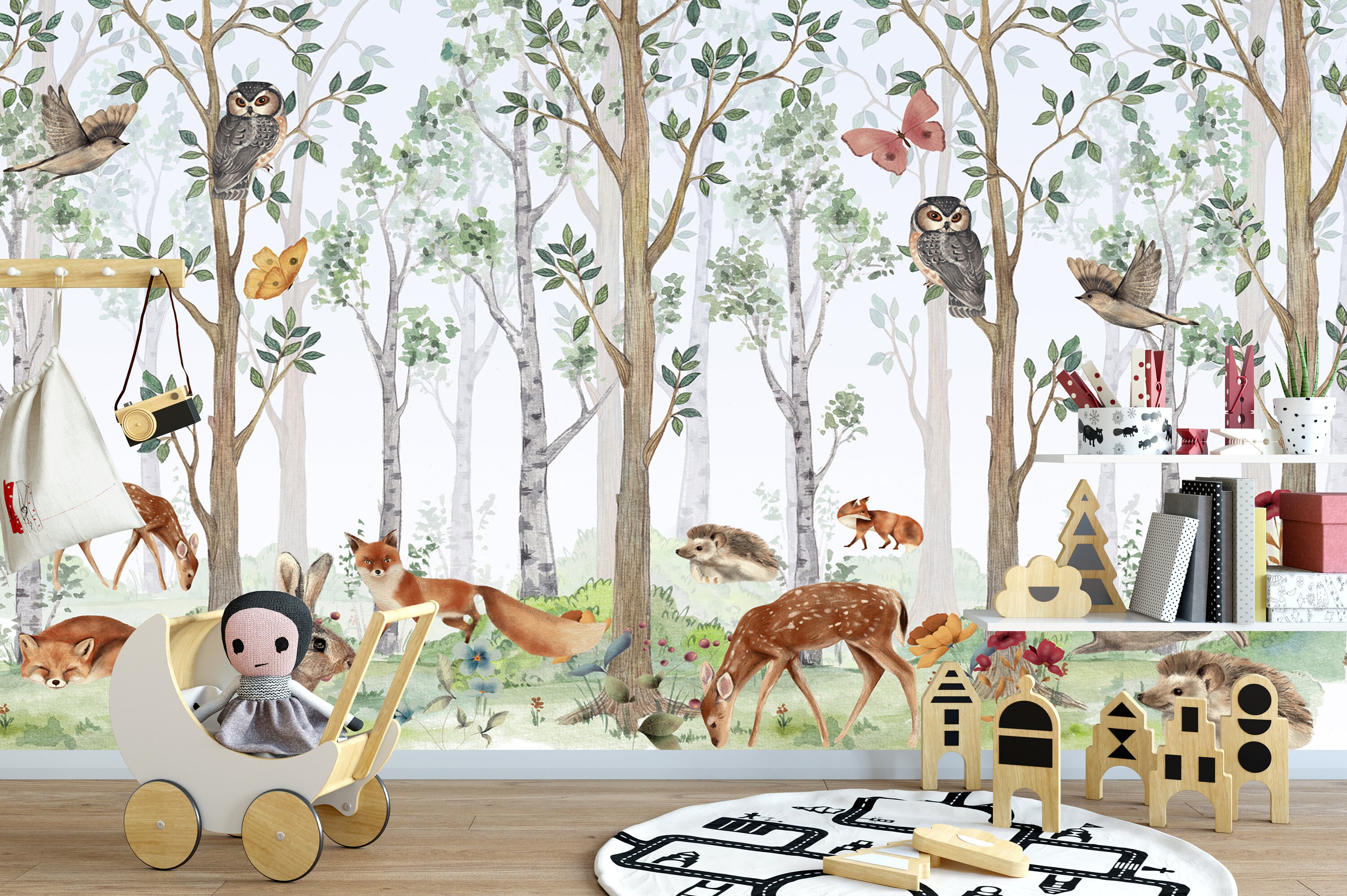 Woodland Nursery Wallpaper/wallpaper for Nursery/woodland - Etsy
