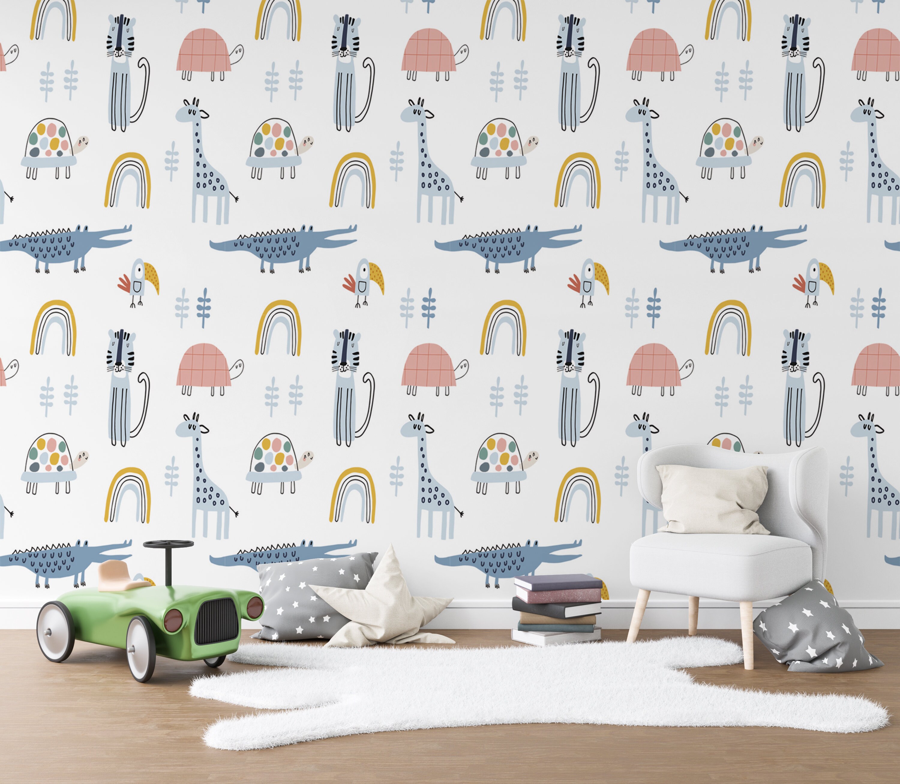 Safari Nursery Wallpaper/Wallpaper For Nursery/Safari | Etsy