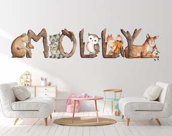 Woodland nome Decal/Woodland Nursery Decor/Woodland Nursery/Woodland Wall Stickers/Wall Name Wall Stickers/Woodland Name