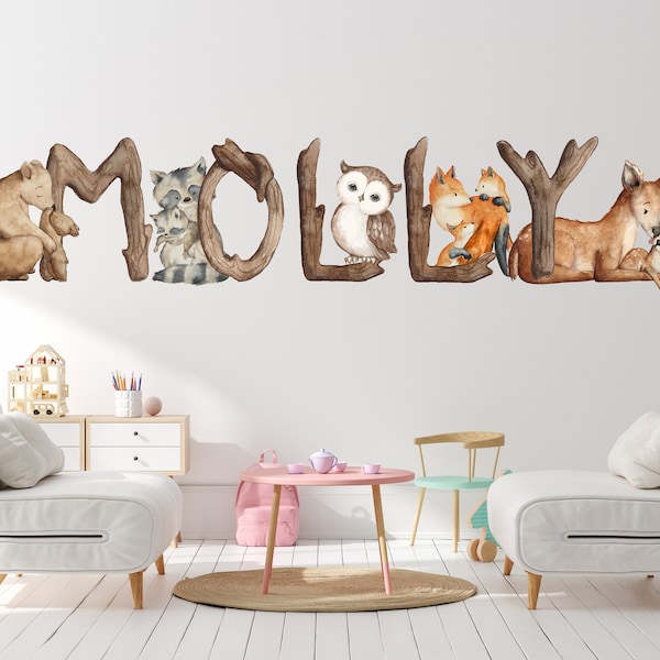 Woodland Name Decal/Woodland Nursery Decor/Woodland Nursery/Woodland Nursery/Woodland Wall Stickers/Wall Name Wall Stickers/Woodland Name