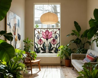 Window Film, Privacy Window Film, Art Deco Window Film, Decorative Window Film, Window, Front Door Window Film, Stained Glass Window Film