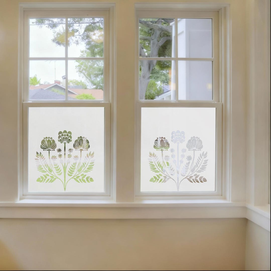 Decorative Floral Frosted Window Film, Privacy Film for Kitchens ...