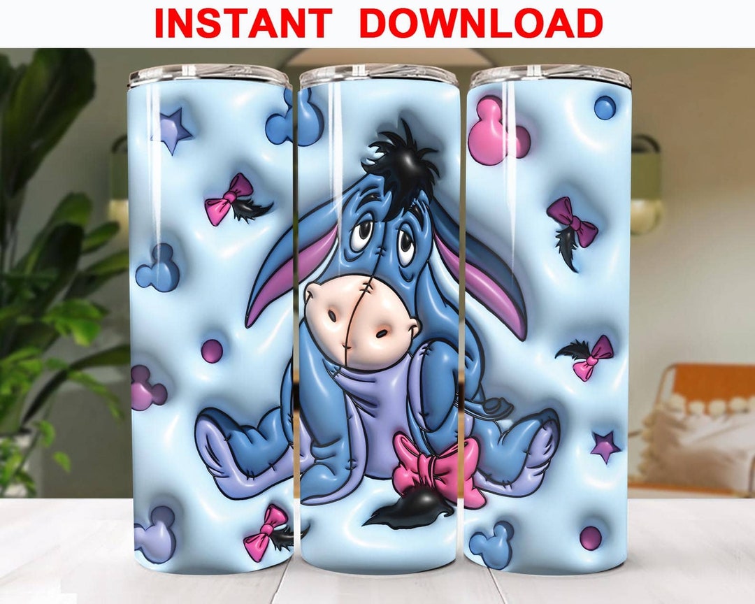 Eeyore Donkey Blue Inflated Tumbler Design Png Tumbler Wraps Etsy