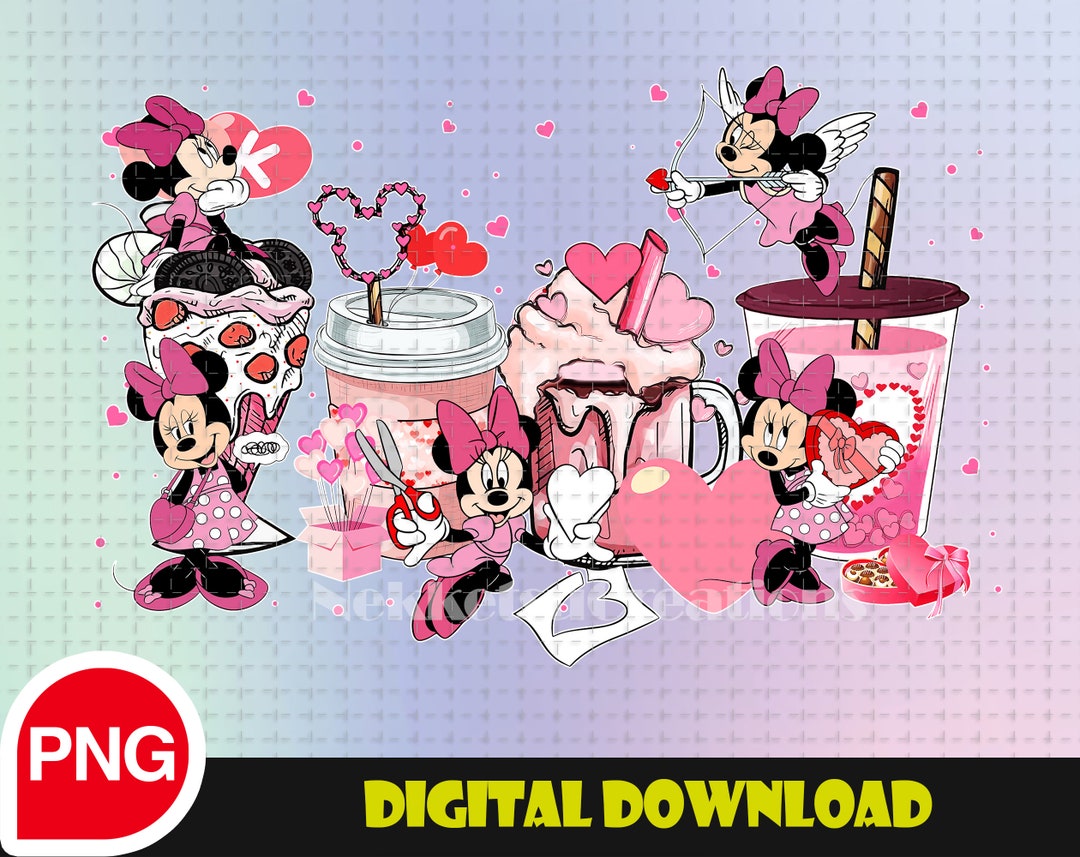 Minnie Valentines Coffee PNG Mickey and Minnie Pink Coffee Etsy