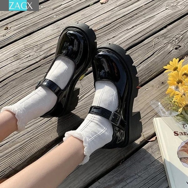 Lolita shoes platform shoes heels mary janes Women Japanese Style Vintage shoes for women College Student white Women's shoes